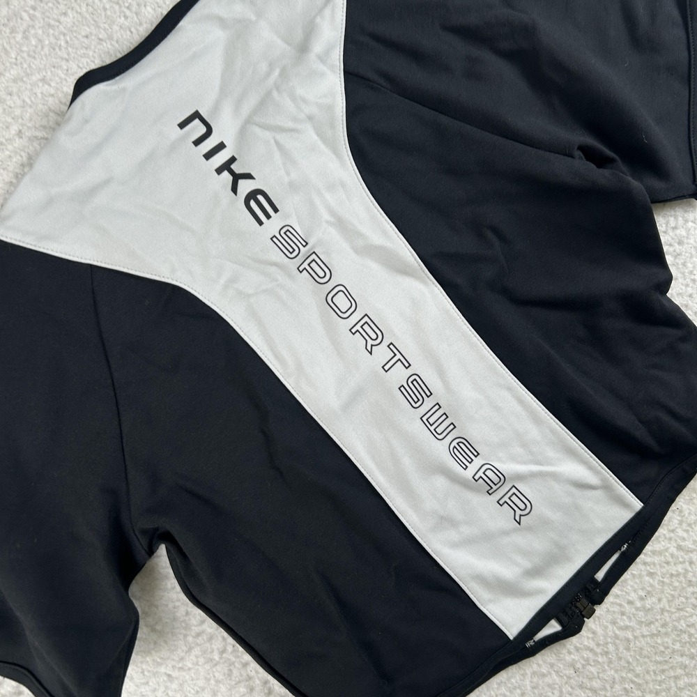 Nike Shirt Womens Small Black Gray Full Zip Short Sleeve Cropped Sportswear - Picture 7 of 11
